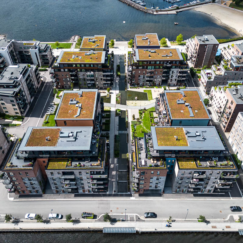 Bystranda Blå, Tangen i Kristiansand bilde tatt fra drone, bystranda, arkitektur foto