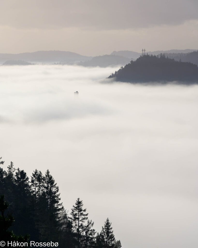 Vennesla og Hunsfos pipa sky inversjon sett fra Heptekjerr