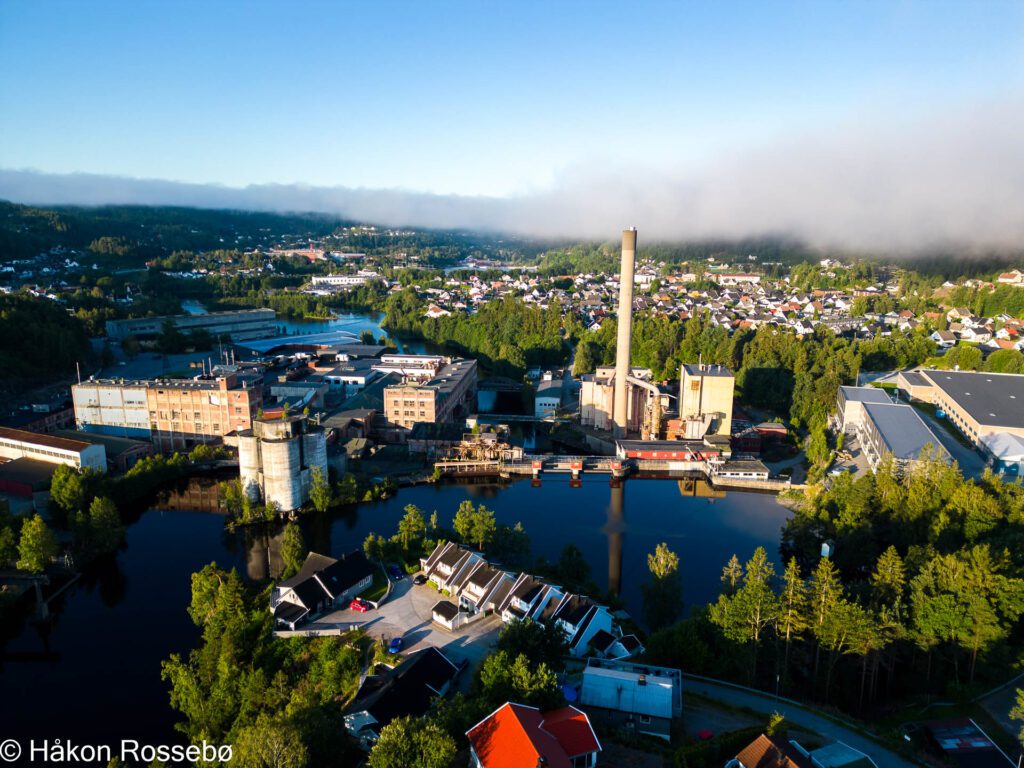 Vennesla Hunsfos pipa bilde tatt med drone