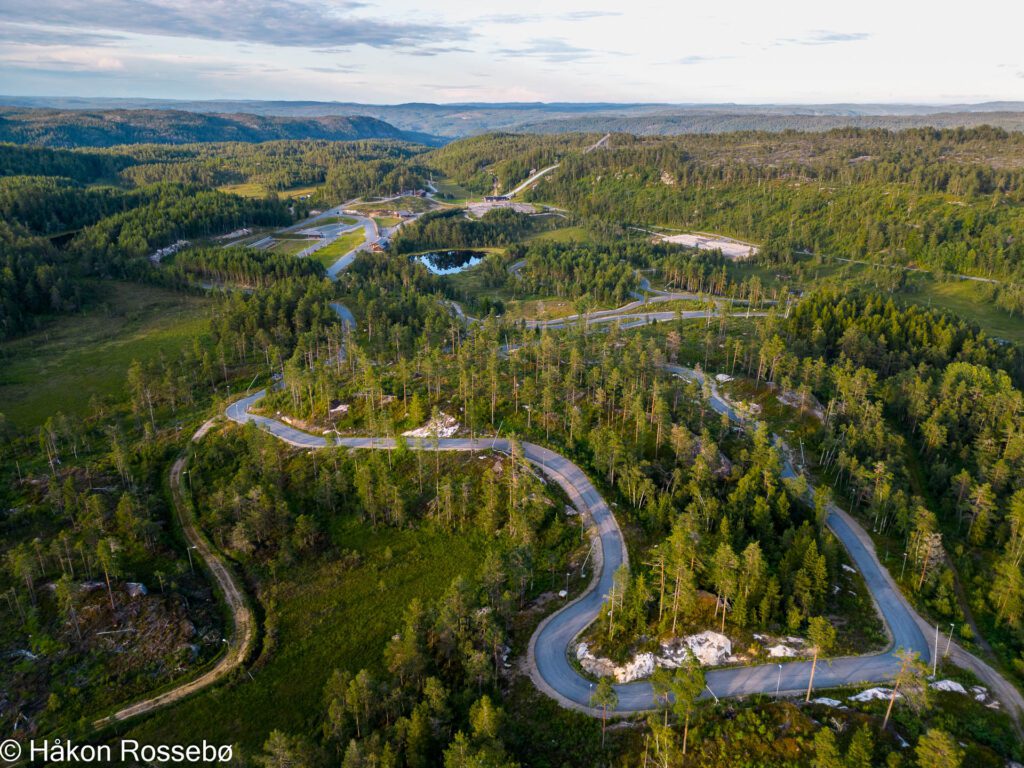 Skianlegg på Sandrip i Vennesla, bilde tatt med Drone