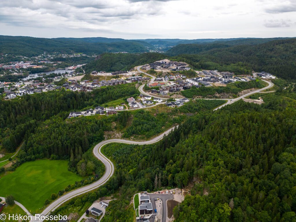 Vennesla Smååsane sett fra rampa bilde tatt med drone